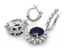 Load image into Gallery viewer, Exquisite 11.40 Carats Natural Sapphire and Diamond 14K Solid White Gold Earrings