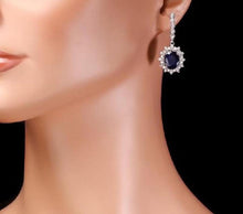 Load image into Gallery viewer, Exquisite 11.40 Carats Natural Sapphire and Diamond 14K Solid White Gold Earrings