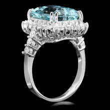 Load image into Gallery viewer, 6.90 Carats Natural Aquamarine and Diamond 14k Solid White Gold Ring