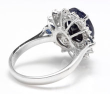 Load image into Gallery viewer, 4.50 Carats Exquisite Natural Blue Sapphire and Diamond 14K Solid White Gold Ring