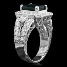 Load image into Gallery viewer, 4.70 Carats Natural Very Nice Looking Green Tourmaline and Diamond 14K Solid White Gold Ring