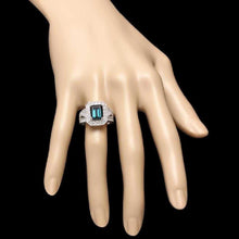 Load image into Gallery viewer, 4.70 Carats Natural Very Nice Looking Green Tourmaline and Diamond 14K Solid White Gold Ring