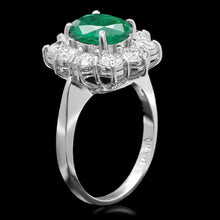 Load image into Gallery viewer, 3.65 Carats Natural Emerald and Diamond 14K Solid White Gold Ring