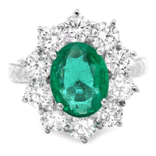 Load image into Gallery viewer, 4.60 Carats Exquisite Emerald and Diamond 14K Solid White Gold Ring
