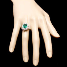 Load image into Gallery viewer, 4.60 Carats Exquisite Emerald and Diamond 14K Solid White Gold Ring