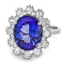 Load image into Gallery viewer, 6.10 Carats Natural Very Nice Looking Tanzanite and Diamond 14K Solid White Gold Ring