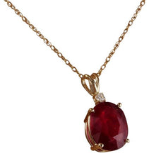 Load image into Gallery viewer, 6.05Ct Natural Red Ruby and Diamond 14K Solid Yellow Gold Necklace