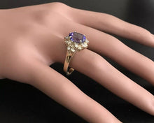 Load image into Gallery viewer, 3.90 Carats Natural Very Nice Looking Tanzanite and Diamond 14K Solid Yellow Gold Ring