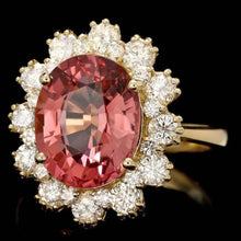Load image into Gallery viewer, 6.10 Carats Natural Very Nice Looking Tourmaline and Diamond 14K Solid Yellow Gold Ring