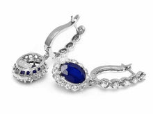 Load image into Gallery viewer, Exquisite 5.70 Carats Natural Sapphire and Diamond 14K Solid White Gold Earrings
