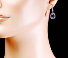 Load image into Gallery viewer, Exquisite 5.70 Carats Natural Sapphire and Diamond 14K Solid White Gold Earrings