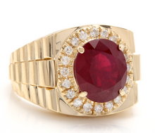 Load image into Gallery viewer, 10.70 Carats Natural Diamond &amp; Ruby 14K Solid Yellow Gold Men's Ring
