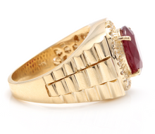Load image into Gallery viewer, 10.70 Carats Natural Diamond &amp; Ruby 14K Solid Yellow Gold Men's Ring