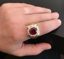 Load image into Gallery viewer, 10.70 Carats Natural Diamond &amp; Ruby 14K Solid Yellow Gold Men's Ring