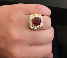 Load image into Gallery viewer, 10.70 Carats Natural Diamond &amp; Ruby 14K Solid Yellow Gold Men's Ring