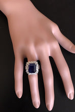 Load image into Gallery viewer, 9.30 Carats Exquisite Natural Blue Sapphire and Diamond 14K Solid White Gold Ring