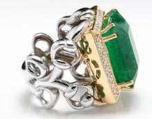 Load image into Gallery viewer, 18.35 Carats Natural Emerald and Diamond 14K Solid Two Gold Ring