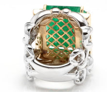 Load image into Gallery viewer, 18.35 Carats Natural Emerald and Diamond 14K Solid Two Gold Ring