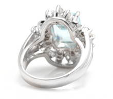 Load image into Gallery viewer, 4.10 Carats Natural Aquamarine and Diamond 14K Solid White Gold Ring