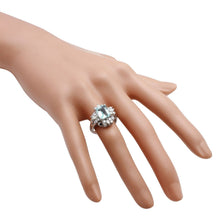 Load image into Gallery viewer, 4.10 Carats Natural Aquamarine and Diamond 14K Solid White Gold Ring