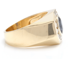 Load image into Gallery viewer, 2.30 Carats Natural Diamond &amp; Blue Sapphire 14K Solid Yellow Gold Men's Ring