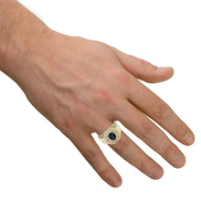 Load image into Gallery viewer, 2.30 Carats Natural Diamond &amp; Blue Sapphire 14K Solid Yellow Gold Men's Ring