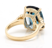 Load image into Gallery viewer, 9.35 Carats Natural Impressive London Blue Topaz and Diamond 14K Yellow Gold Ring
