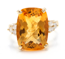 Load image into Gallery viewer, 9.35 Carats Natural Very Nice Looking Citrine and Diamond 14K Solid Yellow Gold Ring