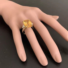 Load image into Gallery viewer, 9.35 Carats Natural Very Nice Looking Citrine and Diamond 14K Solid Yellow Gold Ring