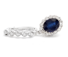 Load image into Gallery viewer, Exquisite 6.70 Carats Natural Sapphire and Diamond 14K Solid White Gold Earrings