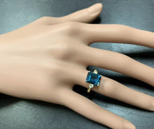Load image into Gallery viewer, 3.48 Carats Impressive Natural London Blue Topaz and Diamond 14K Yellow Gold Ring