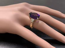 Load image into Gallery viewer, 9.35 Carats Natural Impressive Amethyst and Diamond 14K Yellow Gold Ring