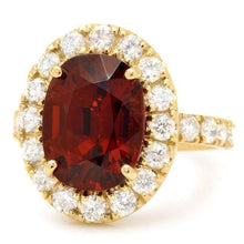 Load image into Gallery viewer, 9.40 Carats Natural Red Garnet and Diamond 14K Solid Yellow Gold Ring