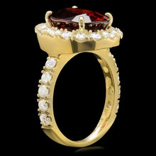 Load image into Gallery viewer, 9.40 Carats Natural Red Garnet and Diamond 14K Solid Yellow Gold Ring