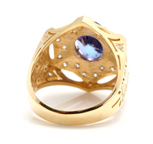 Load image into Gallery viewer, 5.35 Carats Natural Tanzanite and Diamond 14K Solid Yellow Gold Men's Ring