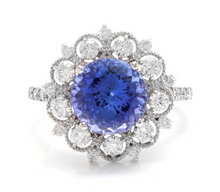 Load image into Gallery viewer, 5.20 Carats Natural Very Nice Looking Tanzanite and Diamond 14K Solid White Gold Ring