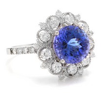 Load image into Gallery viewer, 5.20 Carats Natural Very Nice Looking Tanzanite and Diamond 14K Solid White Gold Ring