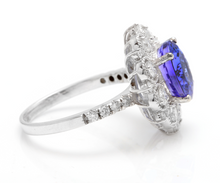 Load image into Gallery viewer, 5.20 Carats Natural Very Nice Looking Tanzanite and Diamond 14K Solid White Gold Ring