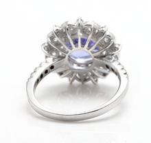 Load image into Gallery viewer, 5.20 Carats Natural Very Nice Looking Tanzanite and Diamond 14K Solid White Gold Ring