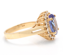 Load image into Gallery viewer, 4.10 Carats Natural Very Nice Looking Tanzanite and Diamond 14K Solid Yellow Gold Ring