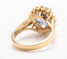 Load image into Gallery viewer, 4.10 Carats Natural Very Nice Looking Tanzanite and Diamond 14K Solid Yellow Gold Ring