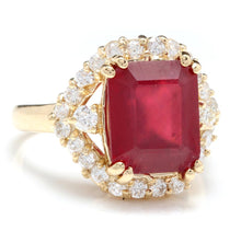 Load image into Gallery viewer, 8.85 Carats Impressive Red Ruby and Natural Diamond 14K Yellow Gold Ring