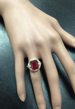 Load image into Gallery viewer, 8.85 Carats Impressive Red Ruby and Natural Diamond 14K Yellow Gold Ring