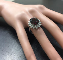 Load image into Gallery viewer, 8.80 Carats Natural Impressive Red Garnet and Diamond 14K White Gold Ring