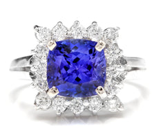 Load image into Gallery viewer, 3.10 Carats Natural Very Nice Looking Tanzanite and Diamond 14K Solid White Gold Ring