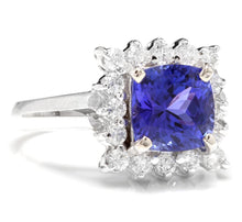 Load image into Gallery viewer, 3.10 Carats Natural Very Nice Looking Tanzanite and Diamond 14K Solid White Gold Ring
