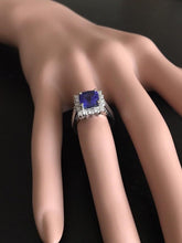 Load image into Gallery viewer, 3.10 Carats Natural Very Nice Looking Tanzanite and Diamond 14K Solid White Gold Ring