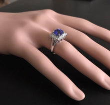 Load image into Gallery viewer, 3.10 Carats Natural Very Nice Looking Tanzanite and Diamond 14K Solid White Gold Ring