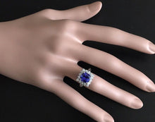 Load image into Gallery viewer, 3.10 Carats Natural Very Nice Looking Tanzanite and Diamond 14K Solid White Gold Ring