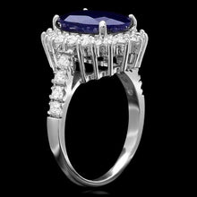 Load image into Gallery viewer, 5.80ct Natural Blue Sapphire &amp; Diamond 14k Solid White Gold Ring